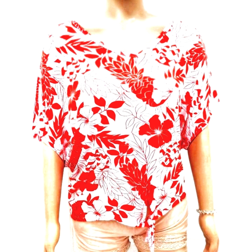 ``T25491 New Casey Key Orange & White Blouse
